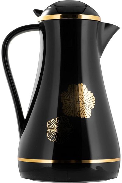 ALSAIF Deva Coffee And Tea Vaccum Flask In Black/gold / Leak-proof And Keeps Drinks Hot 1 Liter