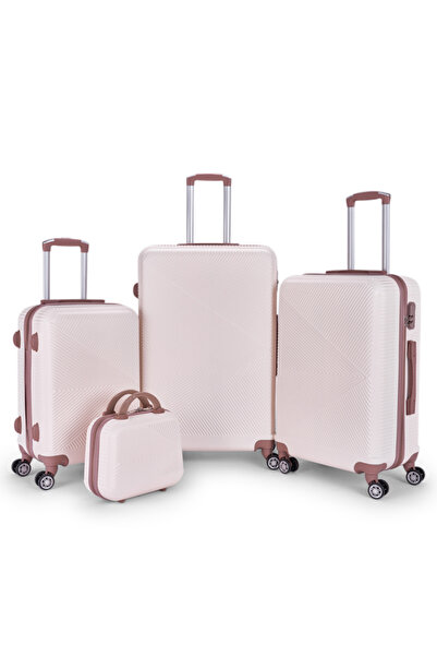 LİMRA Modern Design 4-Piece Beige/Gold Luggage Set with Wheels