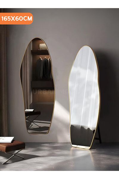 Taimi Large Elegant Design Mirror 165x60cm-full Length Mirror With Gold Metal Frame And Back Stand