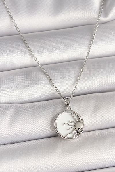 Clariss 316L Steel Silver Color Chain White Enamel Sunset Model Women's Necklace