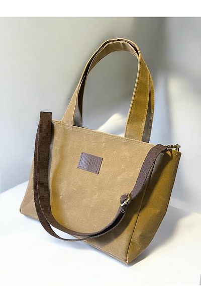 Nuggita Geantă de umăr cu ceară de muștar - Satchel Bag de pânză de mărime medie