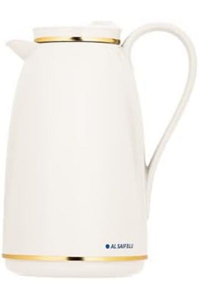 ALSAIF Blu Coffee And Tea Vaccum Flask In Pearly Gold / Leak-proof And Keeps Drinks Hot 1 Liter