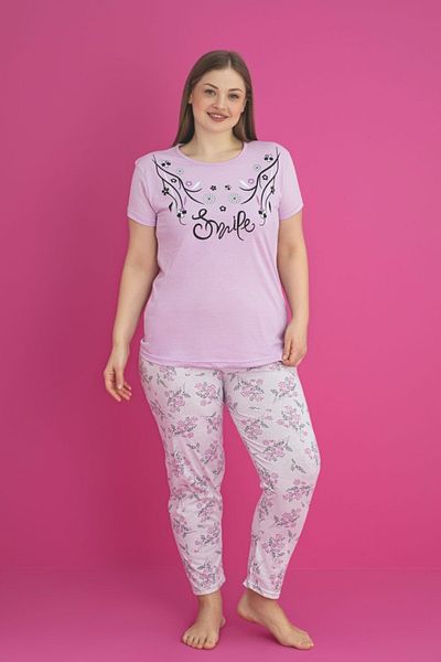 Farya Home طقم بيجامة X-Dreamy مقاس كبير من القطن بأكمام قصيرة