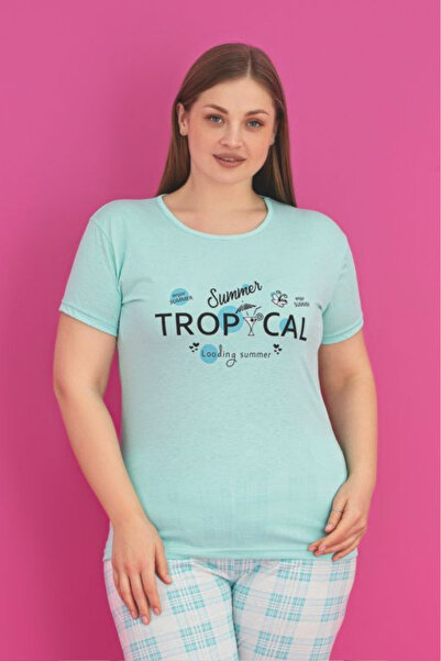 Farya Home X-Dreamy Plus Size Cotton Plaid Check Short Sleeve Pajamas Set