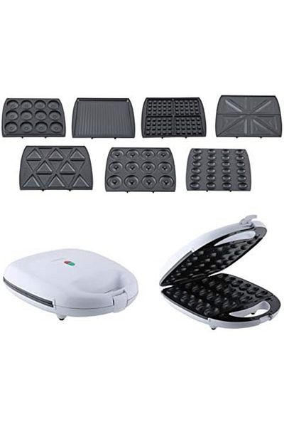 ALSAIF AL SAIF 1400W Electric 7 Slice in 1 Maker - Sandwich, Donut, Nuts, Waffle, Maamoul, Toaster, Samosa,