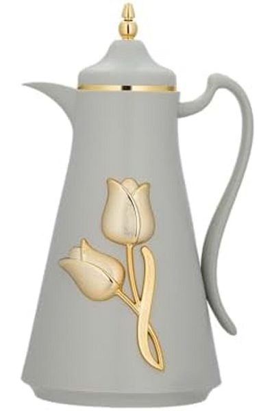 ALSAIF Thermal Flask Diva For Coffee And Tea By , Leak-proof, Keeps Drinks Hot, 1 Liter, Gray/gold