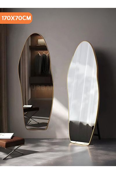 Taimi Extra Large Mirror With Elegant Design170x70cm-full Length Mirror With Gold Metal Frame And Stand