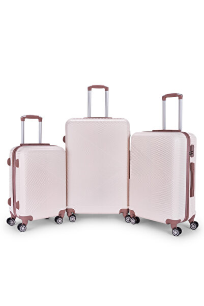LİMRA Modern Design 4-Piece Beige/Gold Luggage Set with Wheels