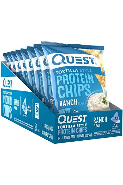 QUEST NUTRITION رقائق بروتين من كويست تورتيلا بنكهة رانش، عبوة من 8 قطع *32 جرام