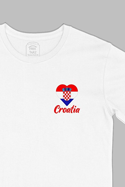 Free Tarz كرواتيا مطبوعة تصميم الجيب تي شيرت أبيض