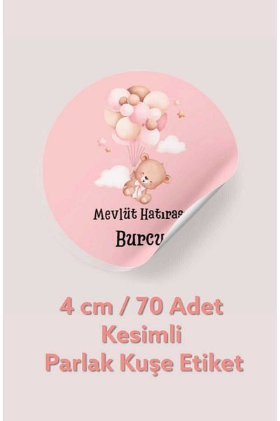 fırsatlar diyarı Welcome Baby - Mevlit Tag - Glossy Coated - Round / 4 cm - 70 Pieces