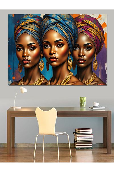 Tablomega Three Women Looking Proudly Decorative Canvas - Mdf Wooden Painting