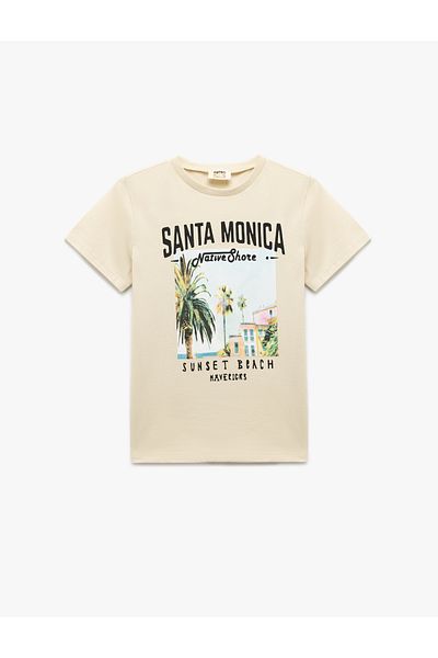 Koton New Season Printed Crew Neck Short Sleeve Cotton T-Shirt