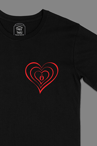 Free Tarz Valentine's Day Special Black T-Shirt with Initial O Pocket Design