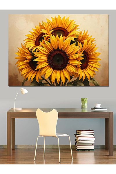 Tablomega Smiling Flowers Facing the Sun Decorative Canvas - Mdf Wooden Painting