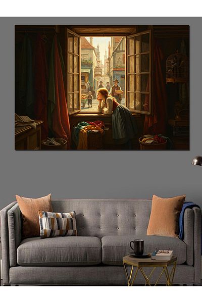 Tablomega Loneliness with Morning Sun on the Window Decorative Canvas - Mdf Wooden Painting