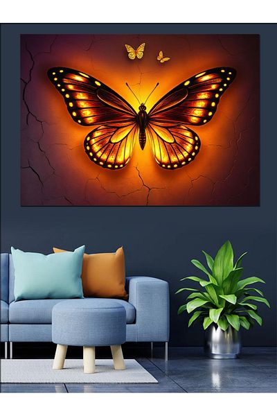 Tablomega Shining Butterfly and Lights Decorative Canvas - Mdf Wooden Painting