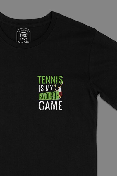 Free Tarz تي شيرت أسود بتصميم جيب التنس