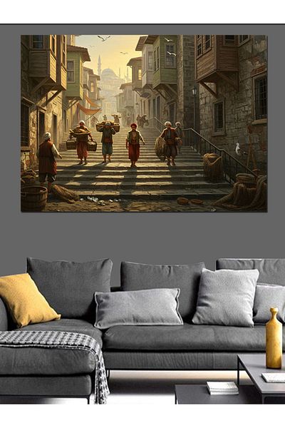 Tablomega Stone Street Daylight Decorative Canvas - Mdf Wooden Painting