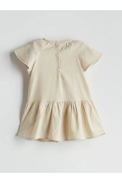 LC Waikiki Lcw Baby Green Ribbon Detailed Cotton Baby Girl Dress