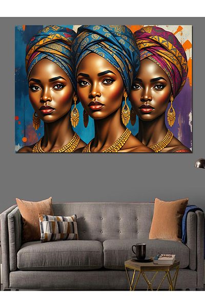 Tablomega Three Women Looking Proudly Decorative Canvas - Mdf Wooden Painting