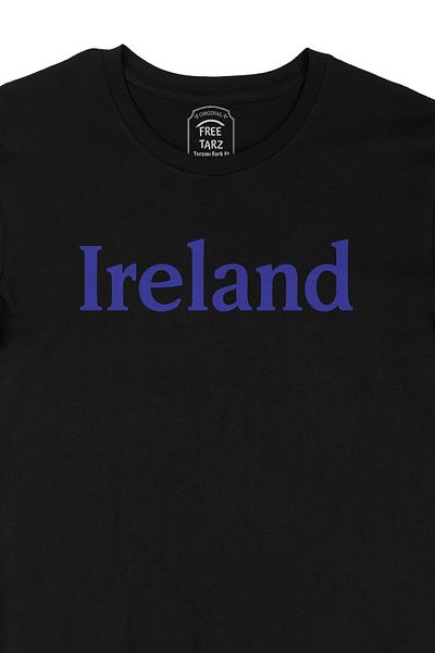 Free Tarz Ireland Irish Large Printed Black T-Shirt