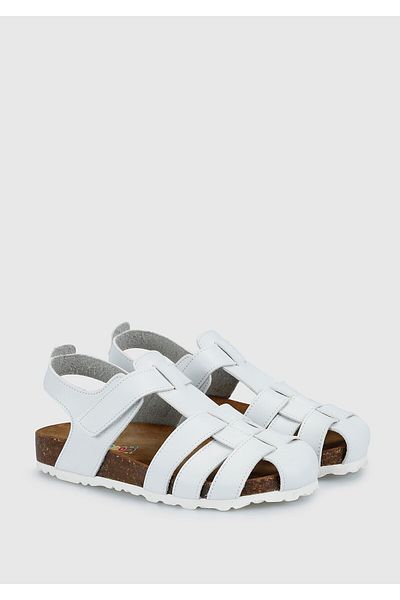 Kiddo Sandale plate albe din piele