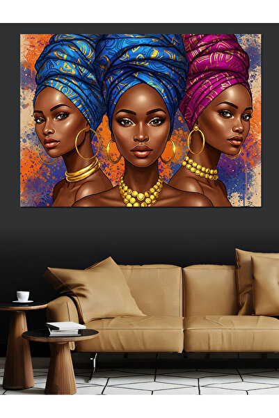 karizmart Geleneksel Afrikalı Kadınlar Dekoratif Kanvas - Mdf Ahşap Tablo