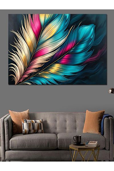 Tablomega Dance of Colorful Feathers Decorative Canvas - Mdf Wooden Painting