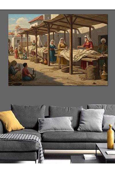 Tablomega Women Knitting Rope Decorative Canvas - Mdf Wooden Painting