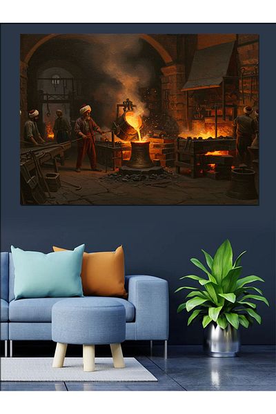 Tablomega Iron Cast Decorative Canvas in Ottoman - Mdf Wooden Painting