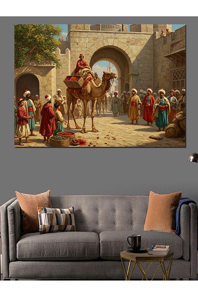 Tablomega Camel Traveling to the Palace Decorative Canvas - Mdf Wooden Painting