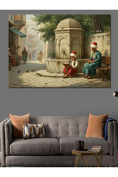 Tablomega Wise Man Sitting in the Shed Decorative Canvas - Mdf Wooden Painting