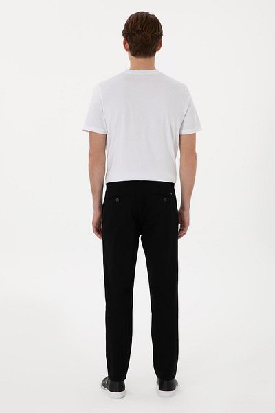 U.S. Polo Assn. U.S. Polo Assn. Men's Woven Plain Fabric Slim Fit Black Chino Pants