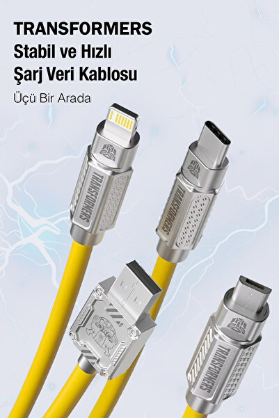 transformers TF-A03 3'ü 1 Arada Hızlı Şarj Data Kablo