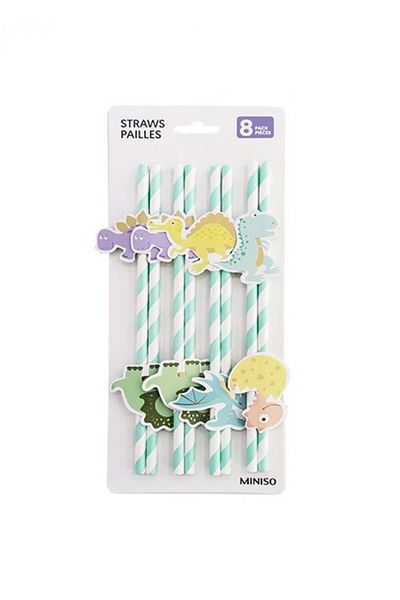 Miniso Dinosaur Paper Straws - 4 Shapes * 2