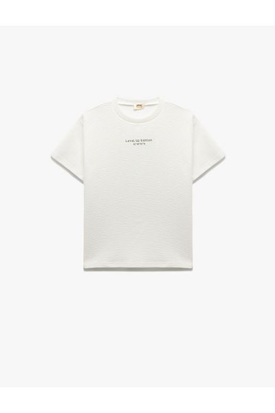 Koton New Season Crew Neck Short Sleeve T-Shirt with Embroidery Detail