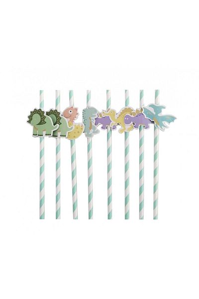 Miniso Dinosaur Paper Straws - 4 Shapes * 2