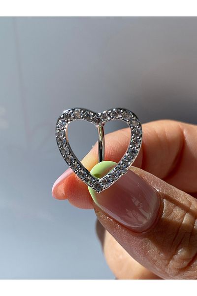 kurukafagift Zircon Stone Heart Navel Piercing Steel Shiny