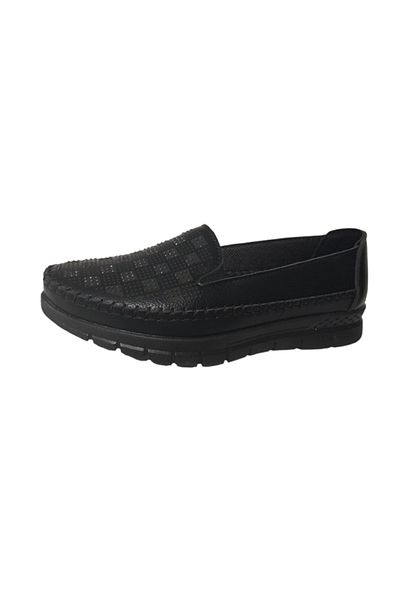 Ayzen Women's Black Square Stone Orthopedic Sole Daily Stylish Shoes