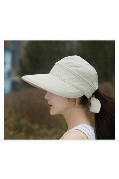 Nilbutik Velcro Visor Beach Hat Adjustable Foldable Sunscreen Visor