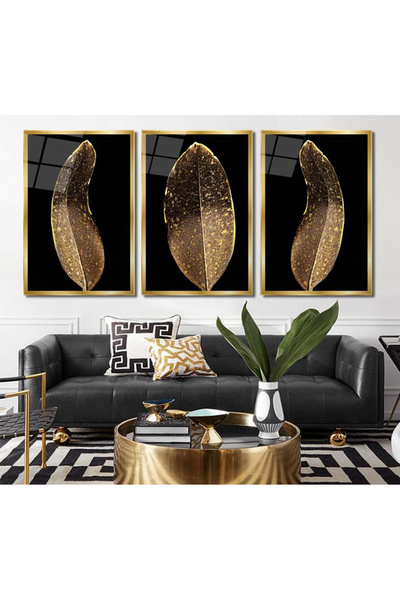 TAULART ΤΡΙΠΛΟ ΧΡΥΣΟ ΦΥΛΛΟ ΧΡΥΣΟΥ ΜΟΝΤΕΡΝΟ ΣΧΕΔΙΟ ΑΝΤΙΚΡΑΚΤΙΚΟ ΓΥΑΛΙΝΟ ΤΡΑΠΕΖ...