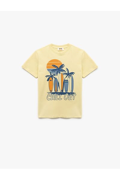 Koton New Season Cotton Printed Short Sleeve Crew Neck T-Shirt
