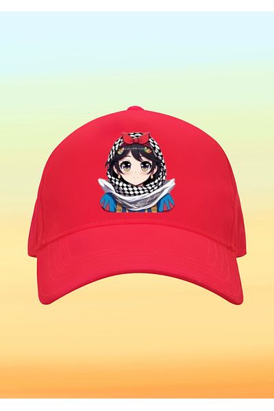 relaxbaskı Snow White Printed Children's Hat with Kefiyeh