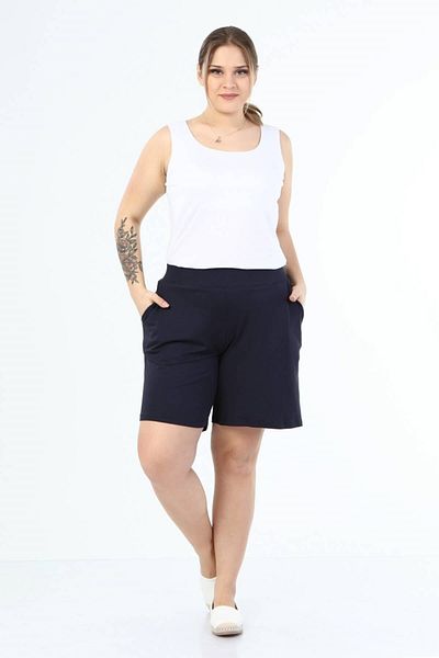 MYLİNE Pocketed Combed Shorts with Elastic Waist