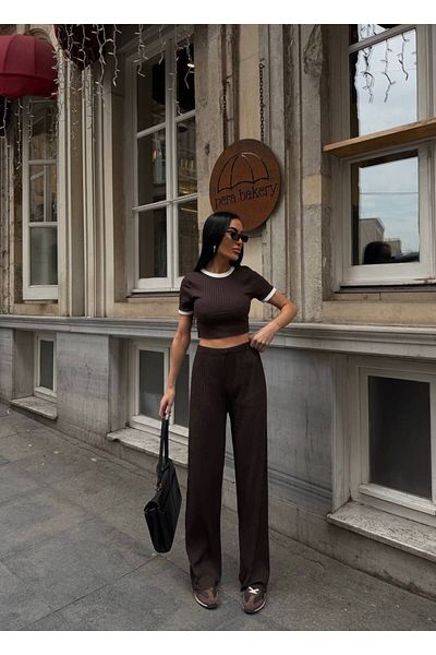 şıklık durağı Collar Sleeve Garnished Camisole Woven Cotton Fabric Women's Bottom Top Set