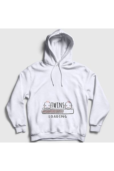 Presmono Unisex White Twin_Loading Girls Loading Hooded Sweatshirt 535497 Tt