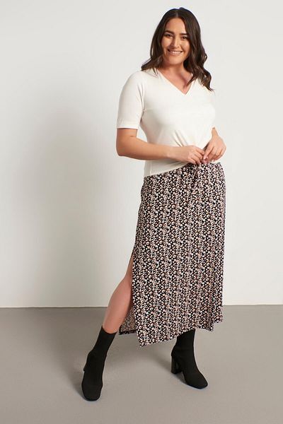 MYLİNE Floral Long Combed Cotton Skirt