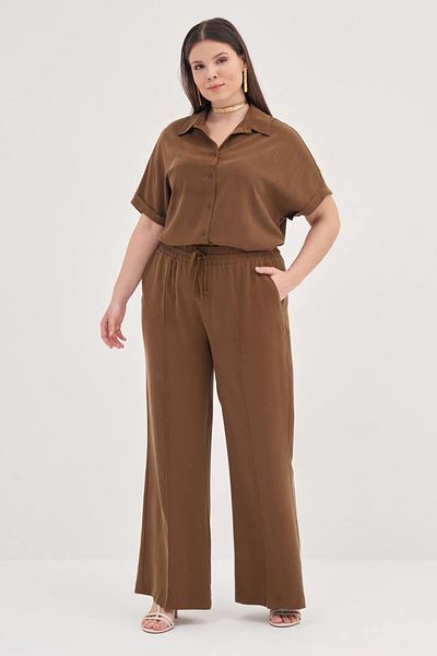 MYLİNE Elastic Waist Pocket Palazzo Trousers