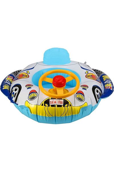 MEİLİFENG Blue Steering Wheel Baby Sea Ring with Horn 1-3 Years & Intex Inflator Pump & Repair Patch